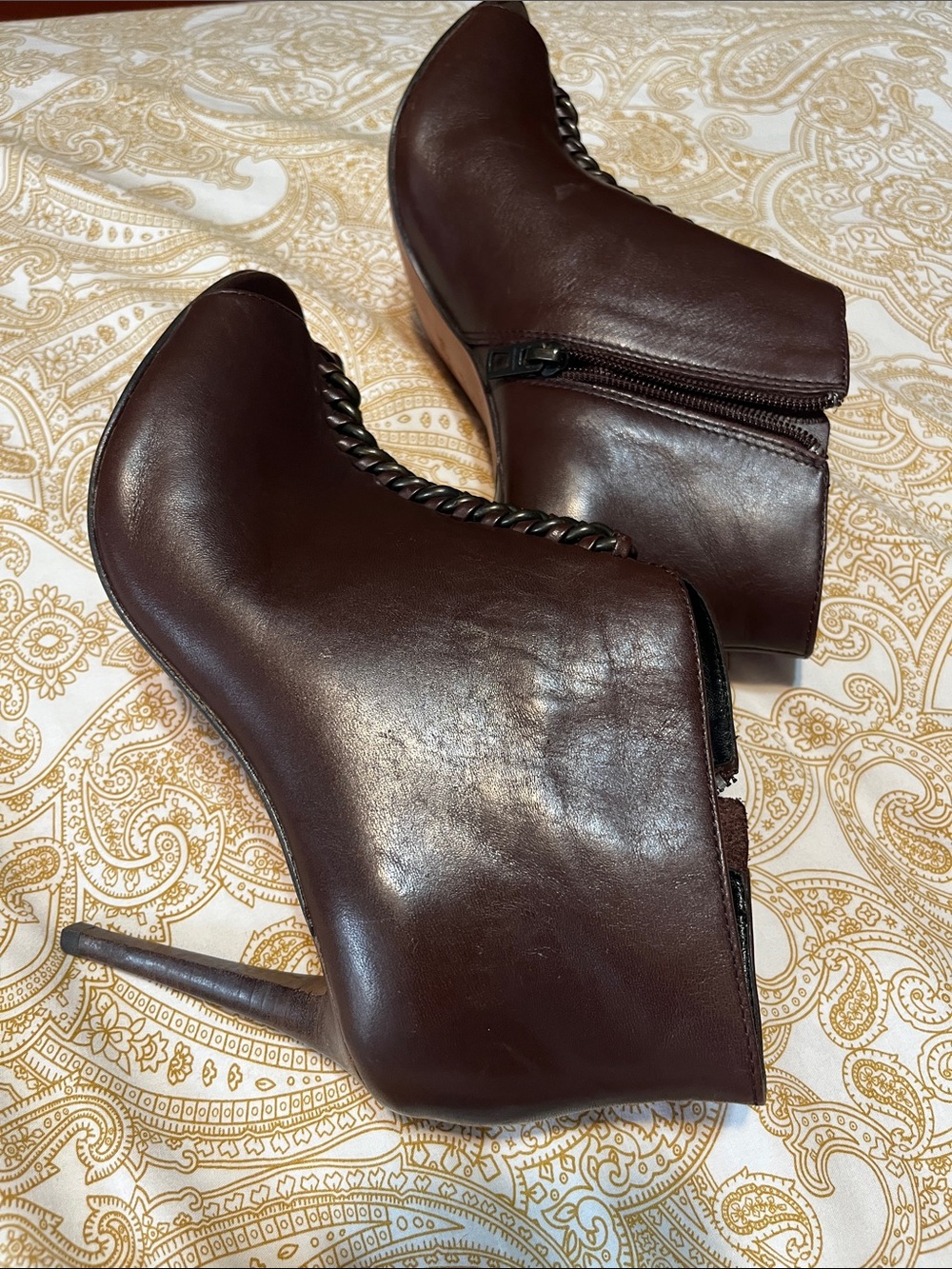 Coach Brown Leather Peep-Toe Mules with Braided Front - Picture 8 of 10